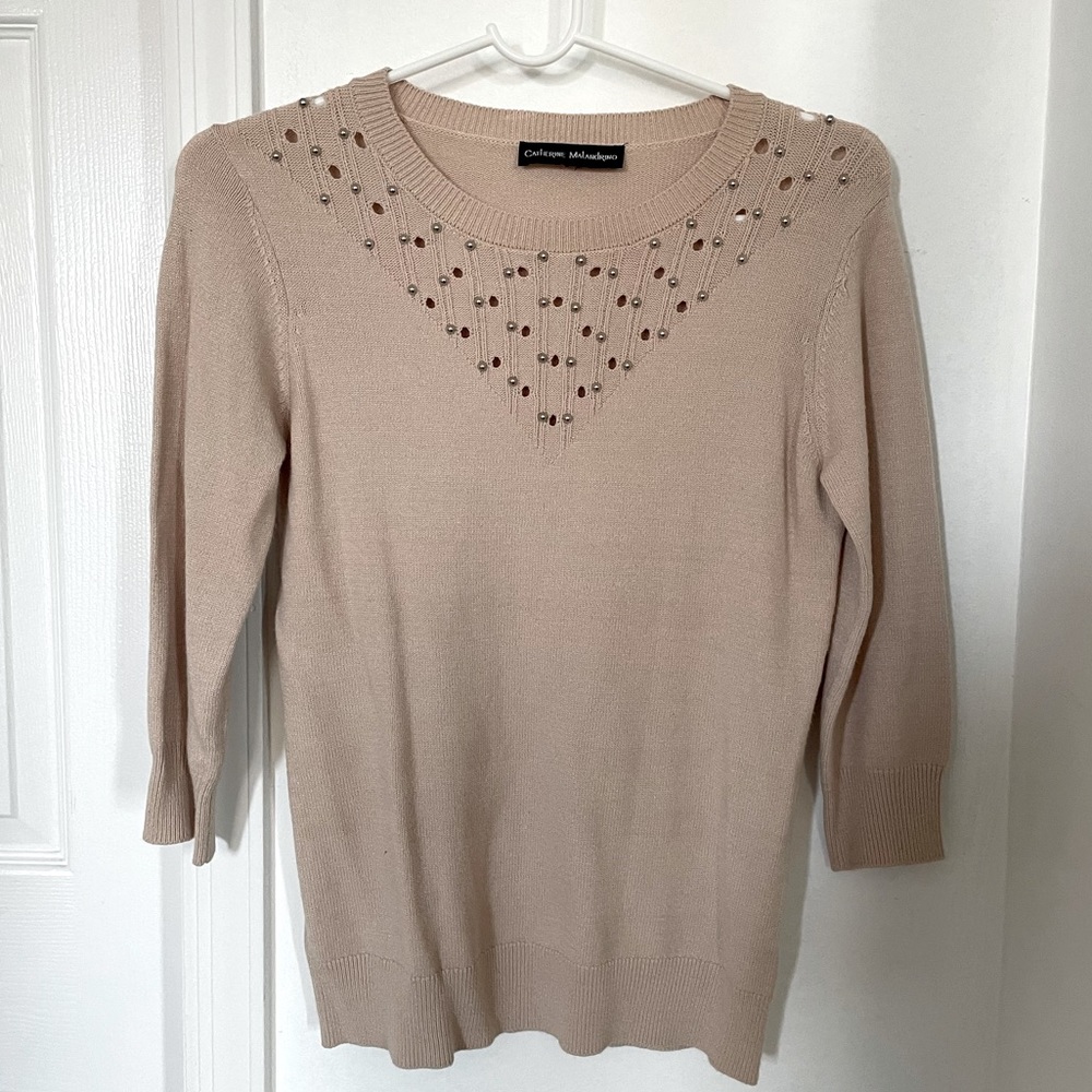 Catherine Maladandrino Beaded Sweater - Small